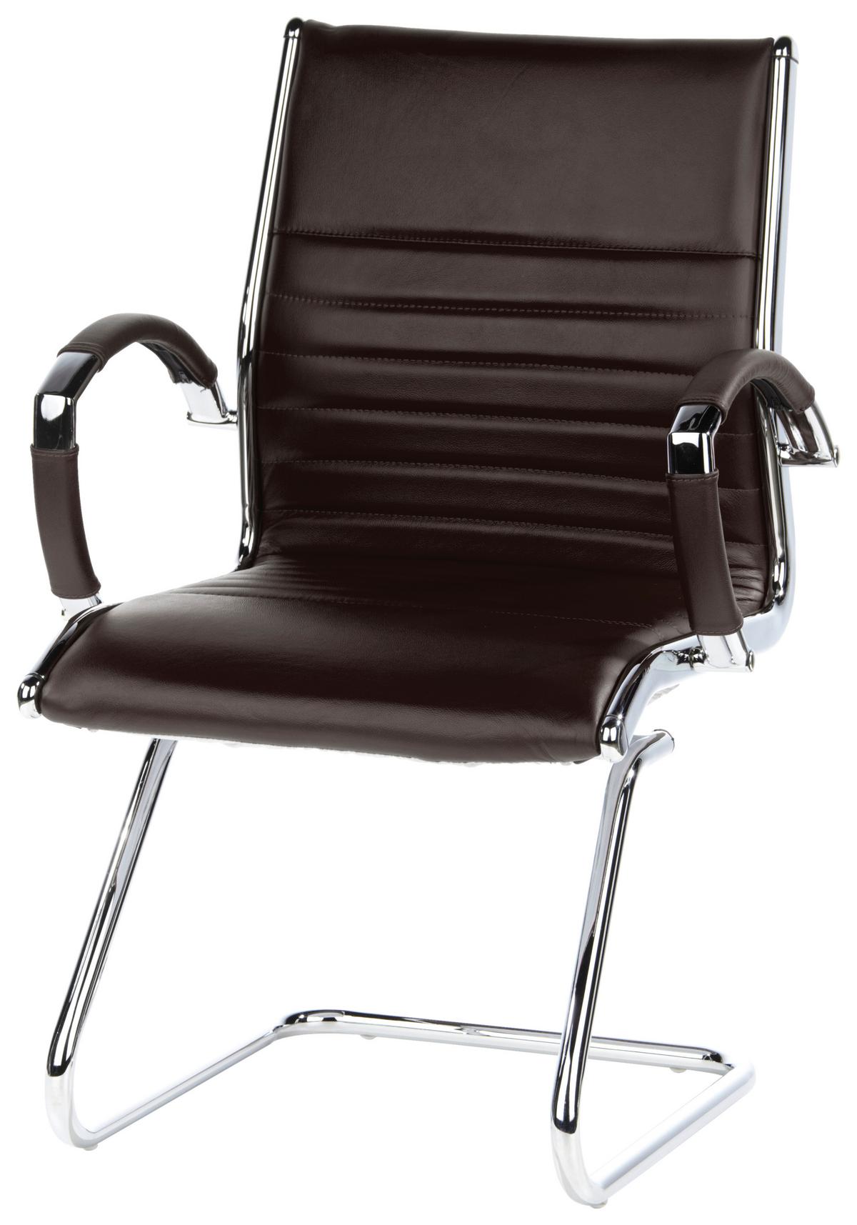 Besucherstuhl Parma V Dunkelbraun - Chromfarben/Dunkelbraun, MODERN, Leder/Textil (62/94/46cm) - MID.YOU