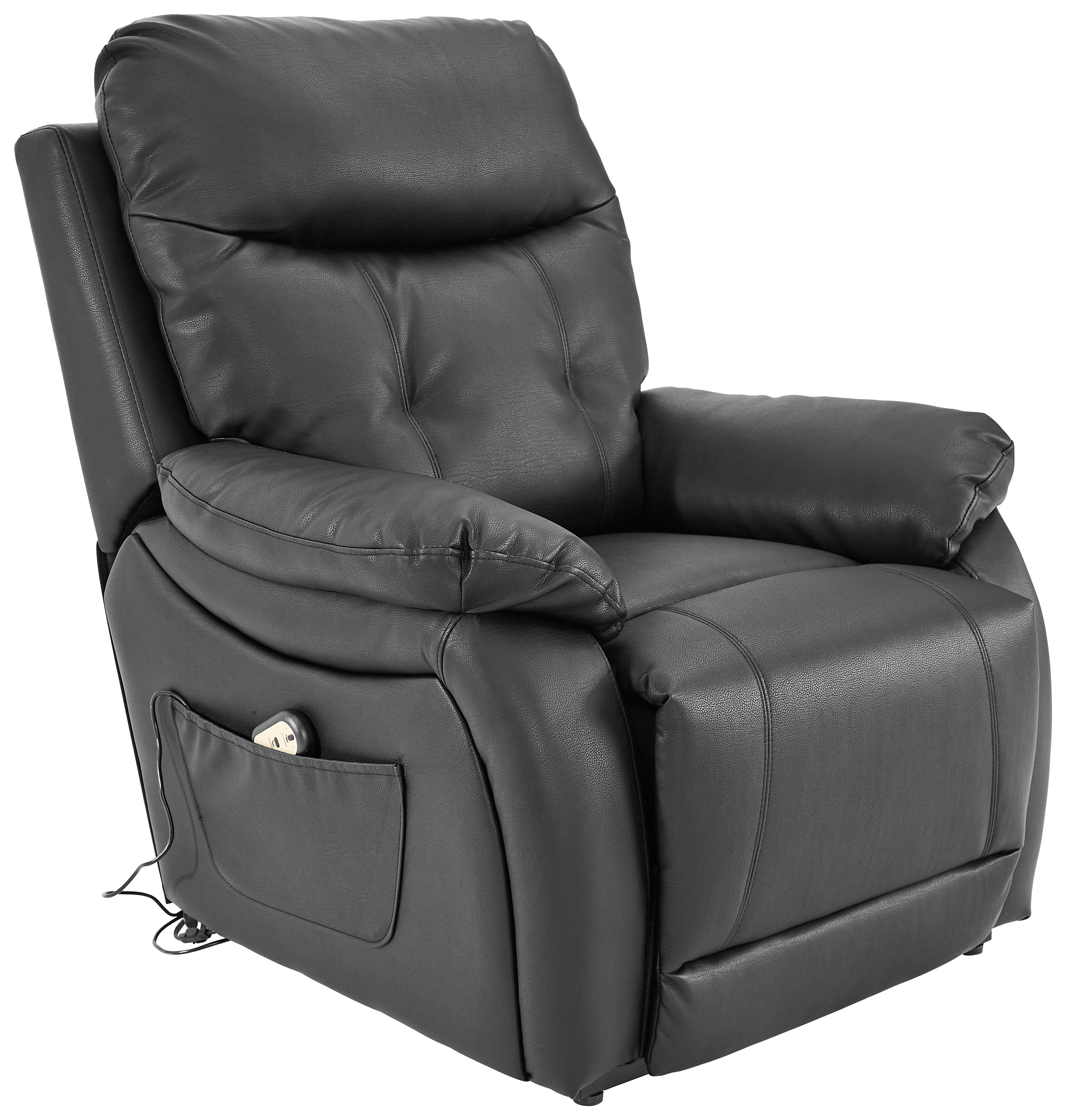 Fernsehsessel Elektrisch Mario Lederlook Schwarz - Schwarz, KONVENTIONELL, Kunststoff/Textil (89/107-79/94-165cm) - James Wood