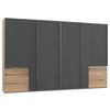 Schwebetürenschrank Mit Laden 350cm Level 36a, Graphit/eiche - Eichefarben/Graphitfarben, Basics, Holzwerkstoff (350/216/65cm) - MID.YOU