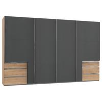 Schwebetürenschrank Mit Laden 350cm Level 36a, Graphit/eiche - Eichefarben/Graphitfarben, Basics, Holzwerkstoff (350/216/65cm) - MID.YOU