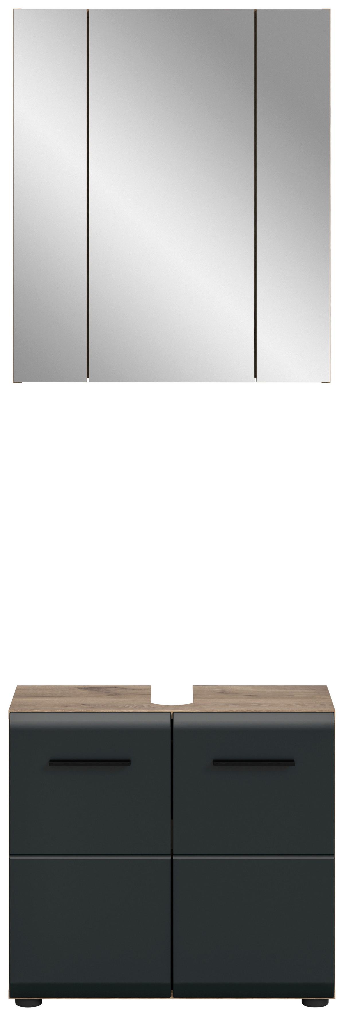 Kúpeľňa Ice 2-diela, čierna /dub tmavy - čierna/tmavý dub, Basics, kompozitné drevo/plast (60cm) - MID.YOU