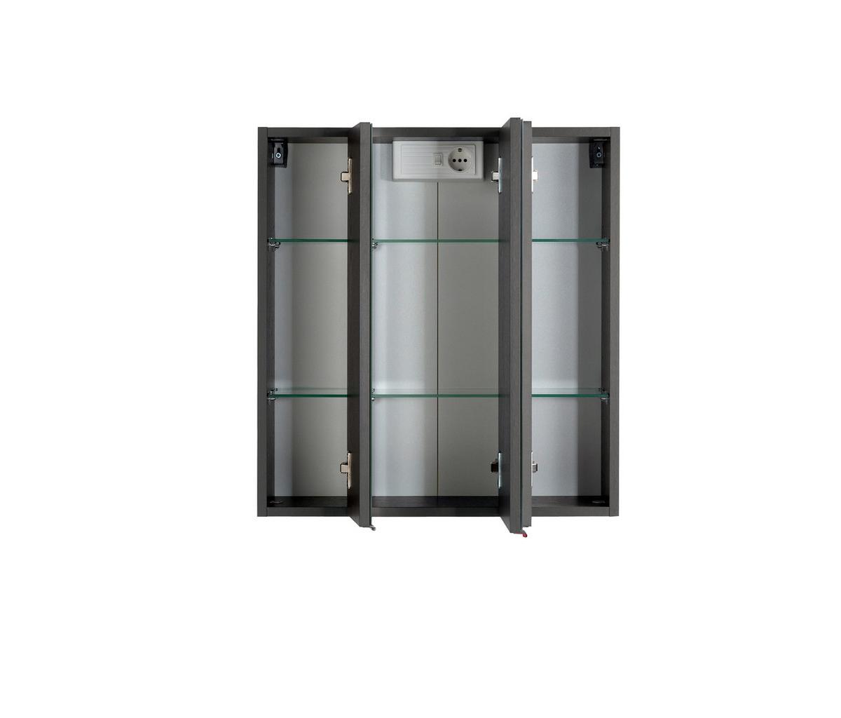 Spiegelschrank mit Türdämpfer + Led Cardiff B: 60cm, Graphit - Graphitfarben, KONVENTIONELL, Glas/Holzwerkstoff (60/64/20cm) - Held