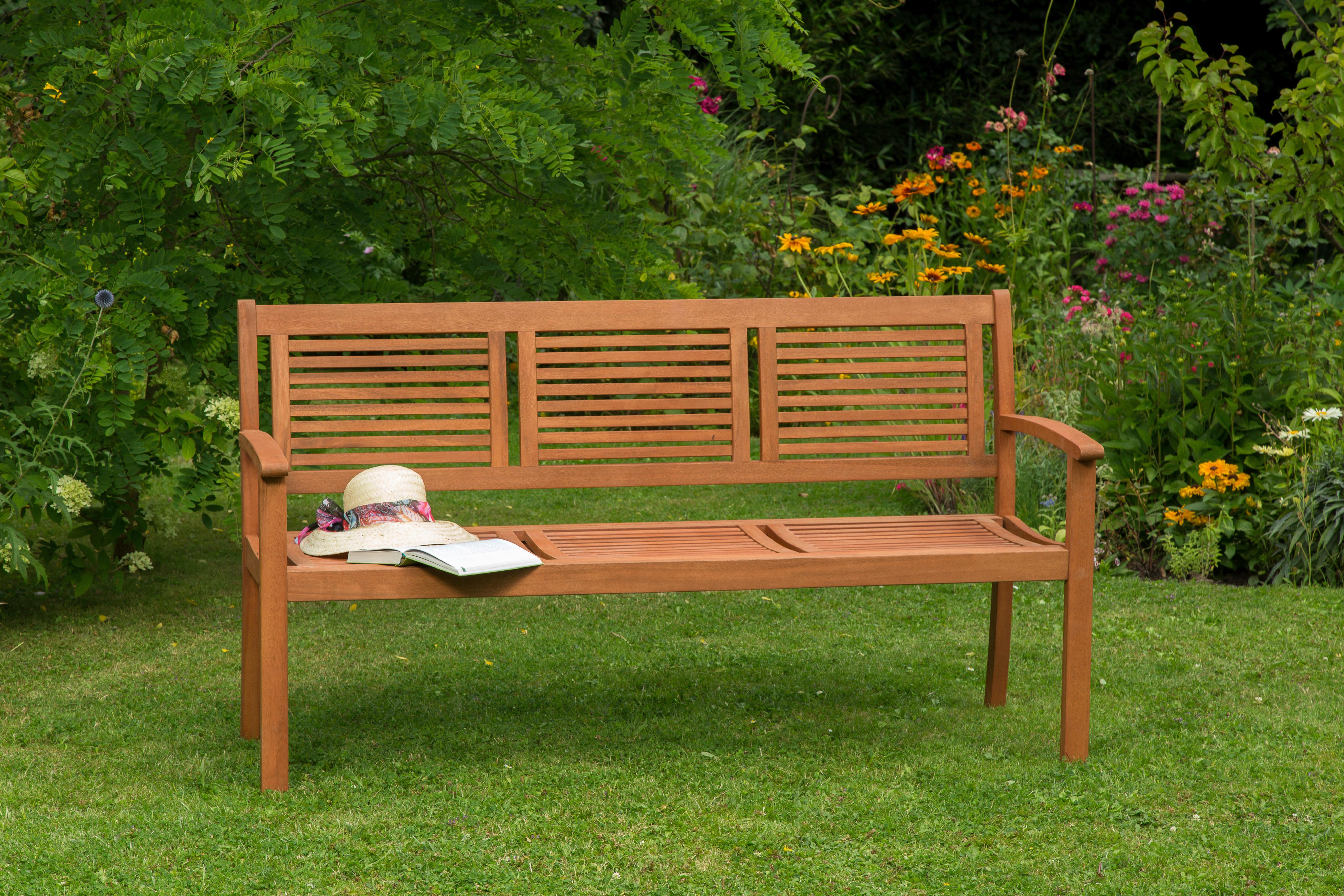 Gartenbank Echtholz 3-sitzer Cordoba Mit Rückenlehne - Naturfarben, Basics, Holz (160/90/58cm) - Gardenson