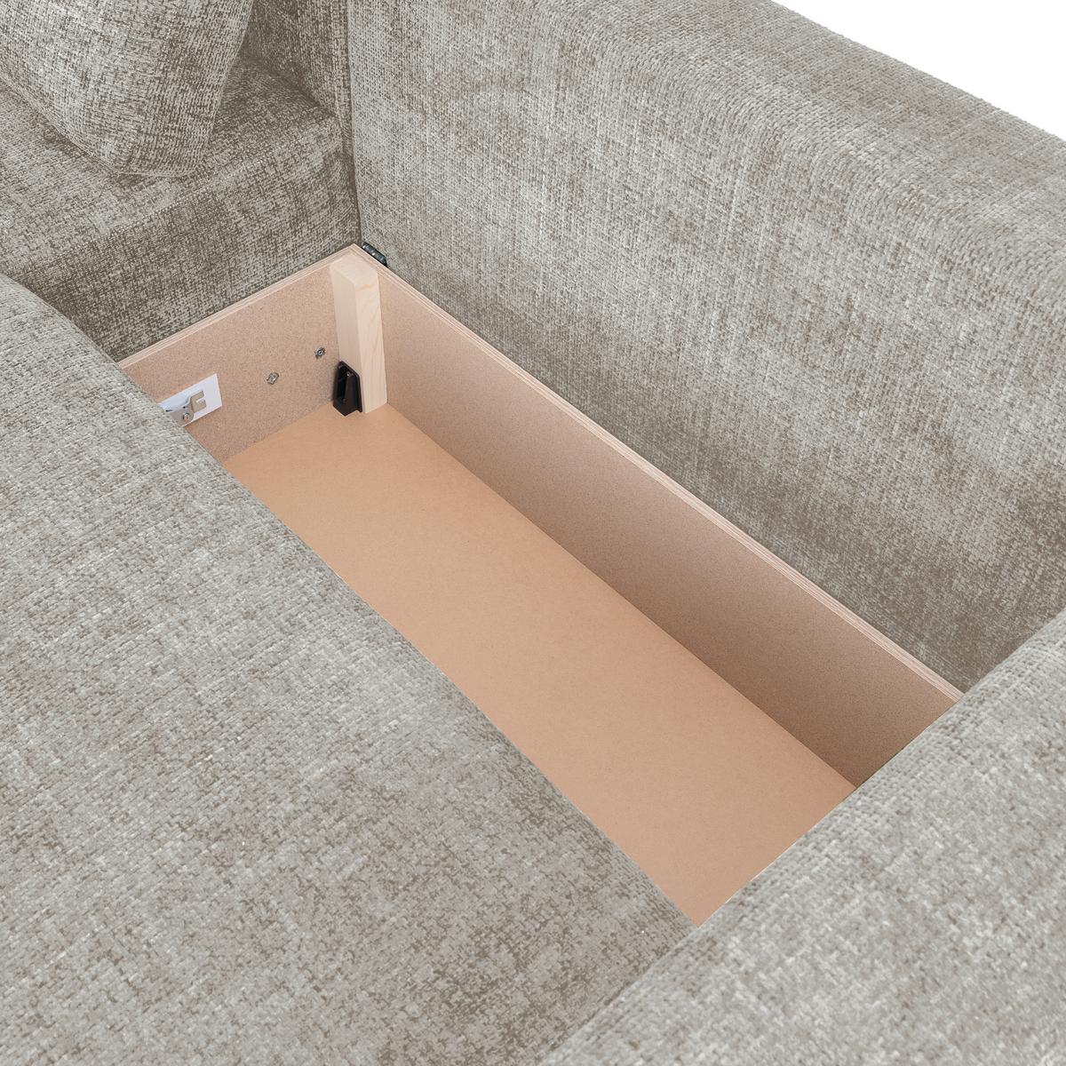 Ecksofa Dallas - Beige/Schwarz, MODERN, Holz/Kunststoff (173/258cm)