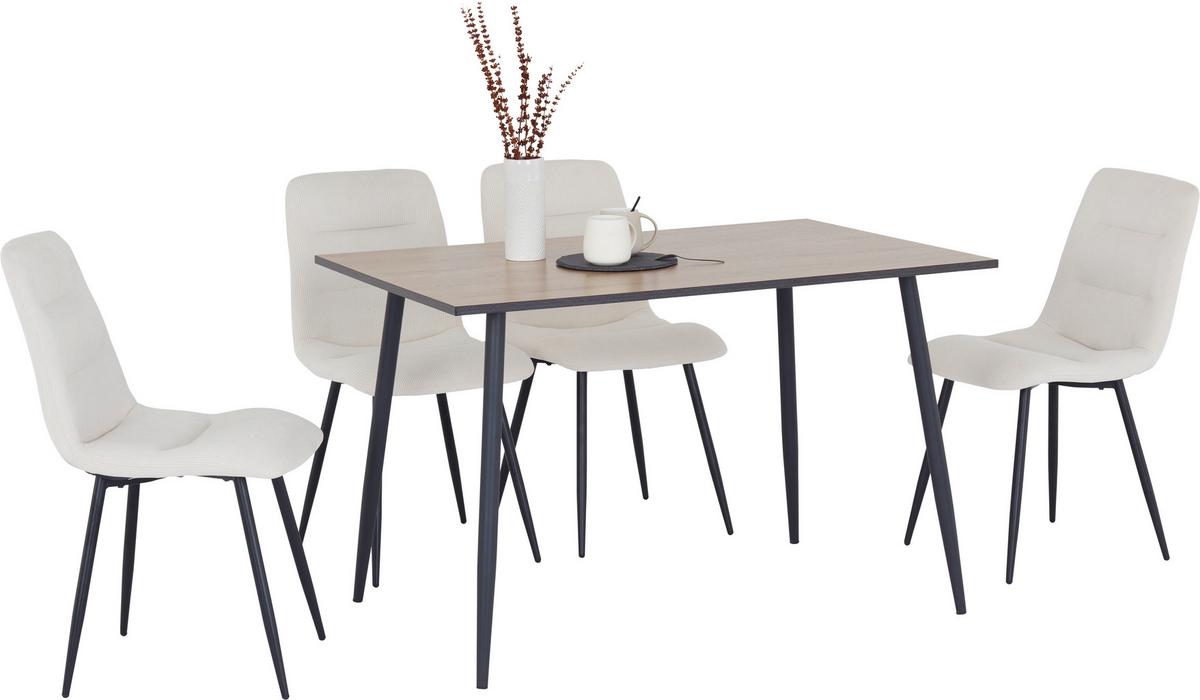 Esstisch Tom 120x76x80 Cm Naturfarben/schwarz - Schwarz/Naturfarben, KONVENTIONELL, Holzwerkstoff/Metall (120/76/80cm)