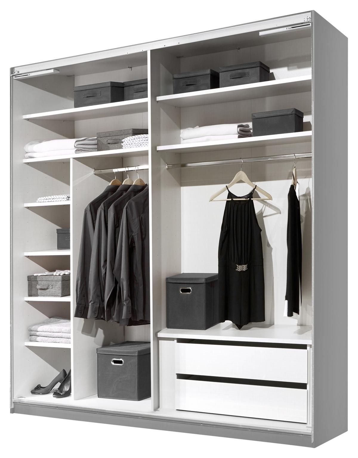 Schwebetürenschrank 188cm Includo, Grau - Grau, MODERN, Holzwerkstoff (188/222/68cm) - MID.YOU