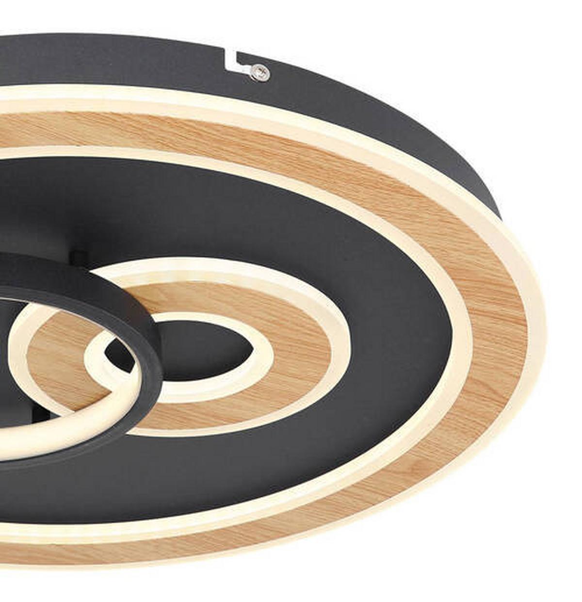 Led-deckenleuchte Ø 50 Cm Mit Smartphone-Steuerung - Opal/Schwarz, Design, Kunststoff/Metall (50/7cm) - Globo