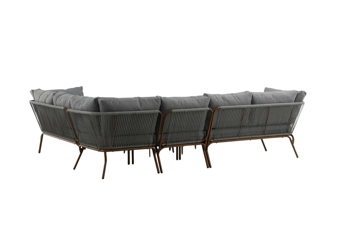 Loungegarnitur 4-Tlg Roxo Metall/Textil mit Kissen - Braun/Grau, KONVENTIONELL, Textil/Metall - Gardenson