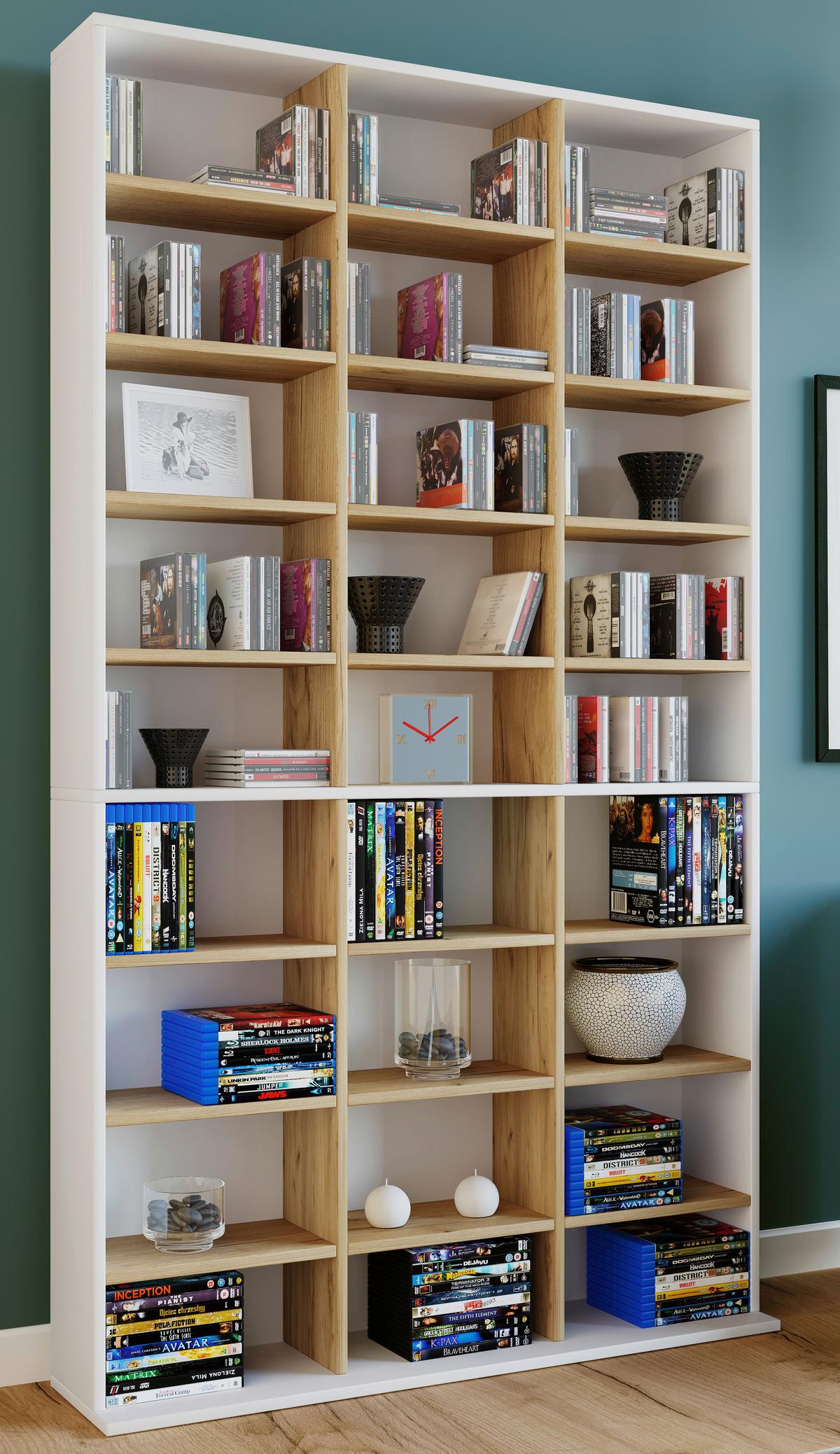 Regal Megosa Weiß Honigeiche Dekor - Honigeiche/Weiß, Design, Holzwerkstoff (102/181/23cm) - MID.YOU