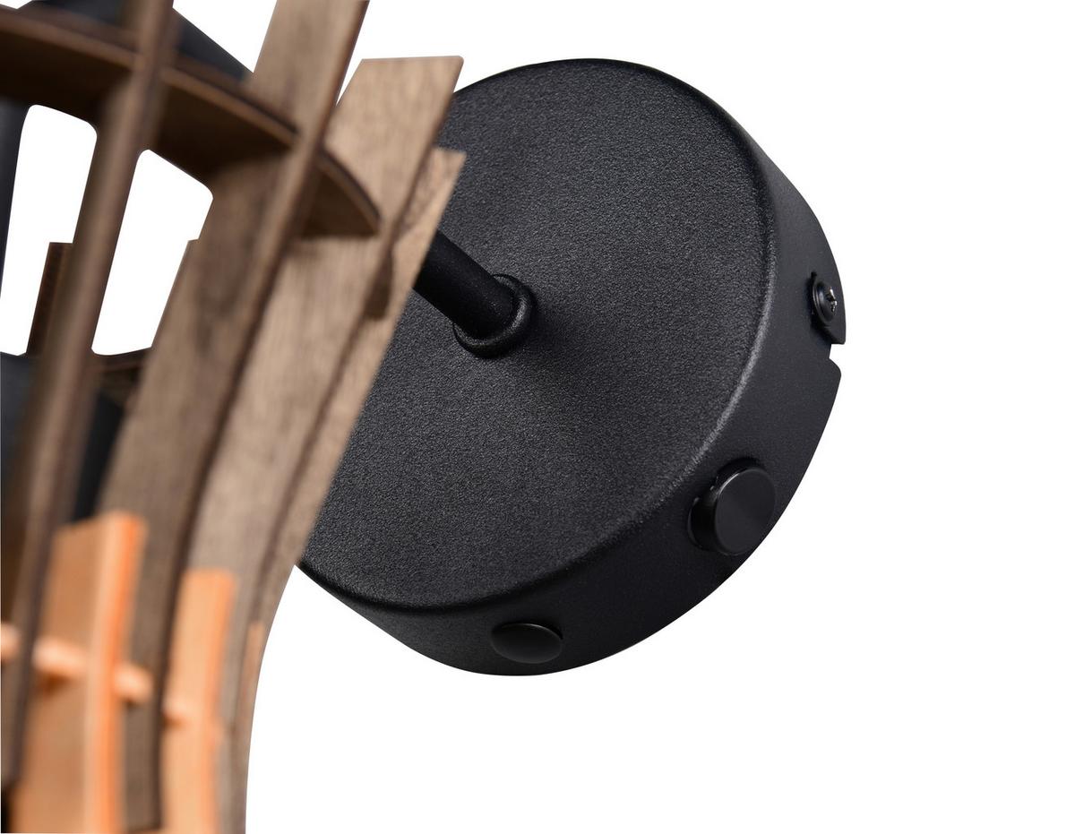 Wandleuchte Alice Naturfarben Schwarz B: 24 cm - Schwarz/Naturfarben, Natur, Holz/Metall (20/24/35,5cm)