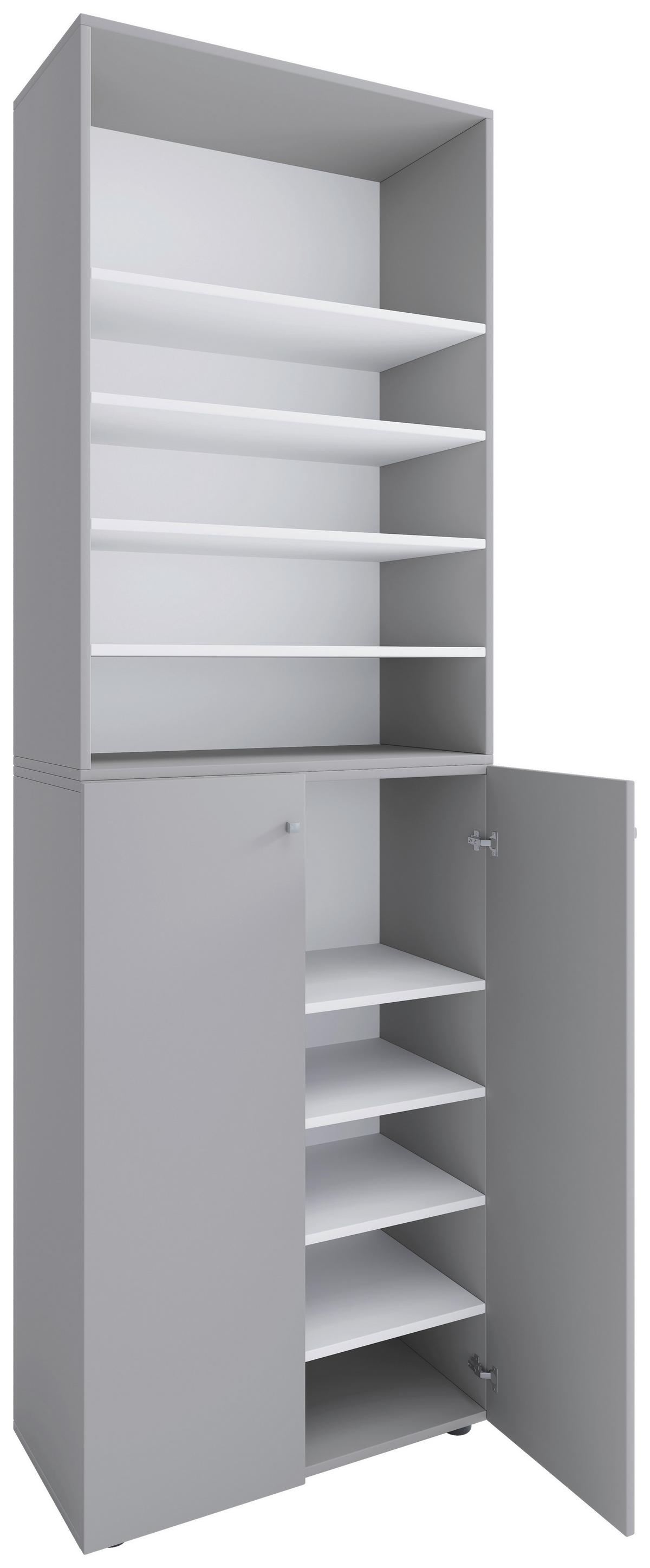 Schuhschrank Lona Grau B: 70 cm - Schwarz/Grau, Design, Holzwerkstoff (70/220/40cm) - MID.YOU