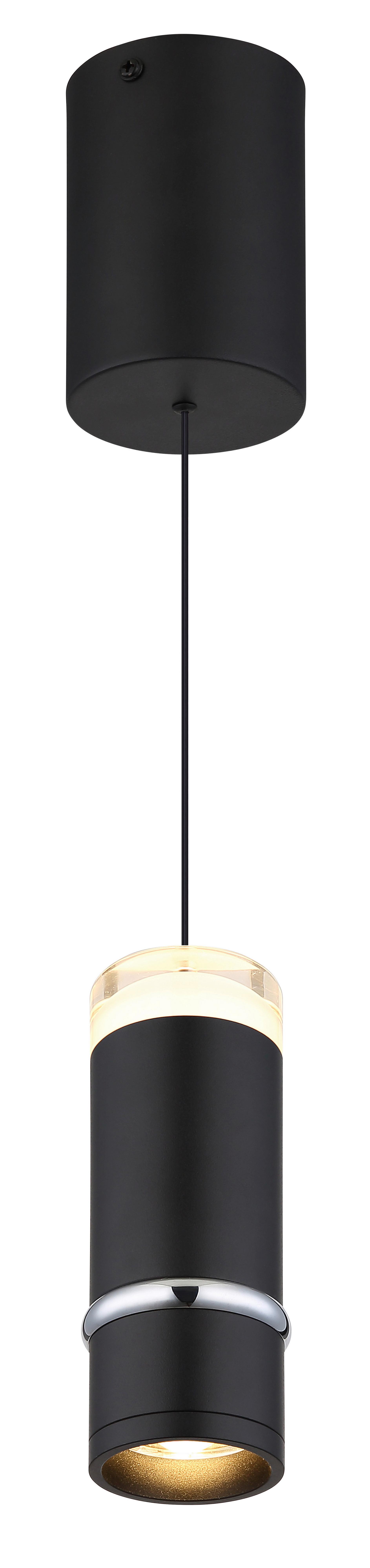 LED-Hängeleuchte Alvarado Schwarz D: 7,5 cm - Schwarz, Design, Kunststoff/Metall (7,5/180cm) - Globo