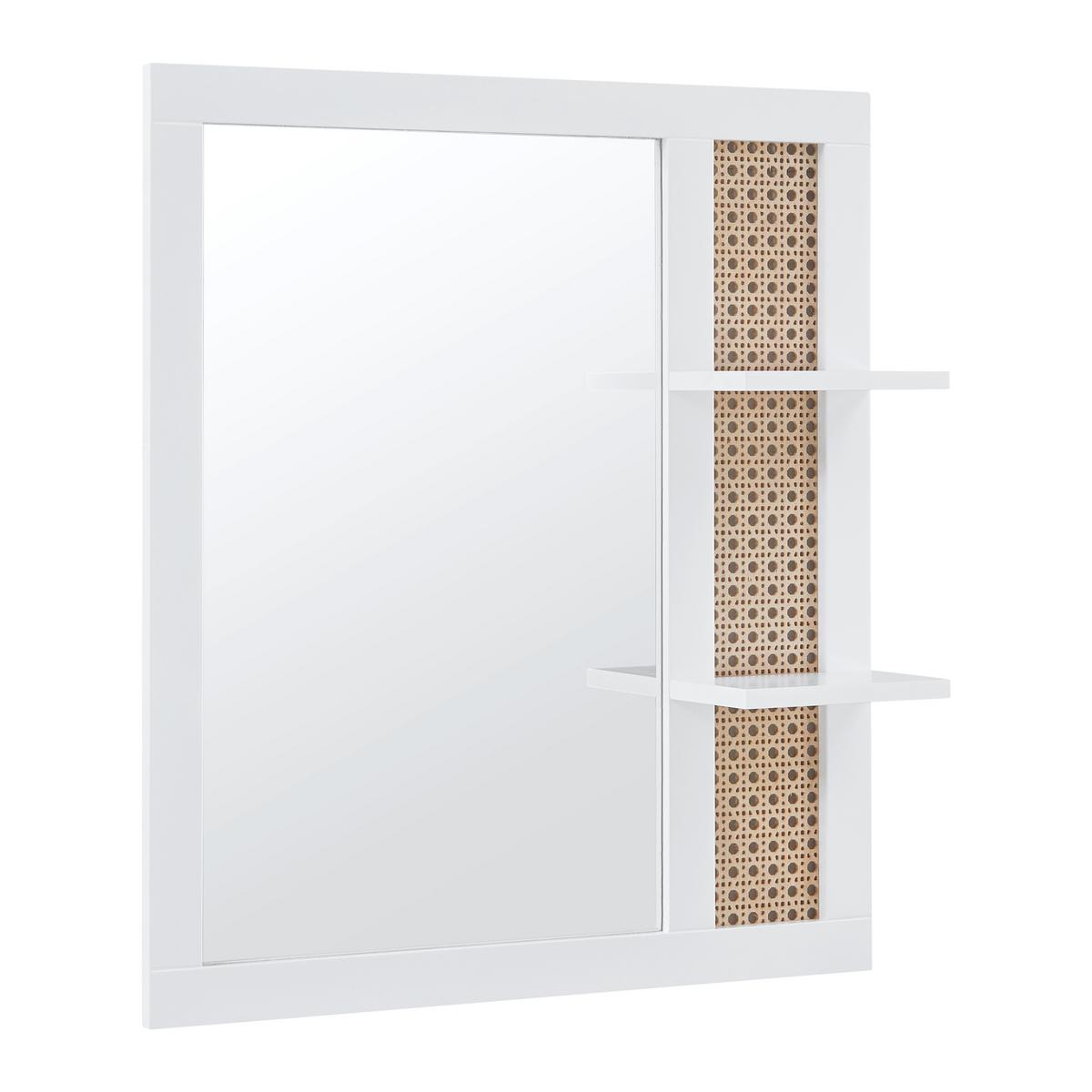 Koupelnové zrcadlo LISA bílé - bílá/přírodní barvy, Moderní, kompozitní dřevo/sklo (61/70/13cm) - Bessagi Home
