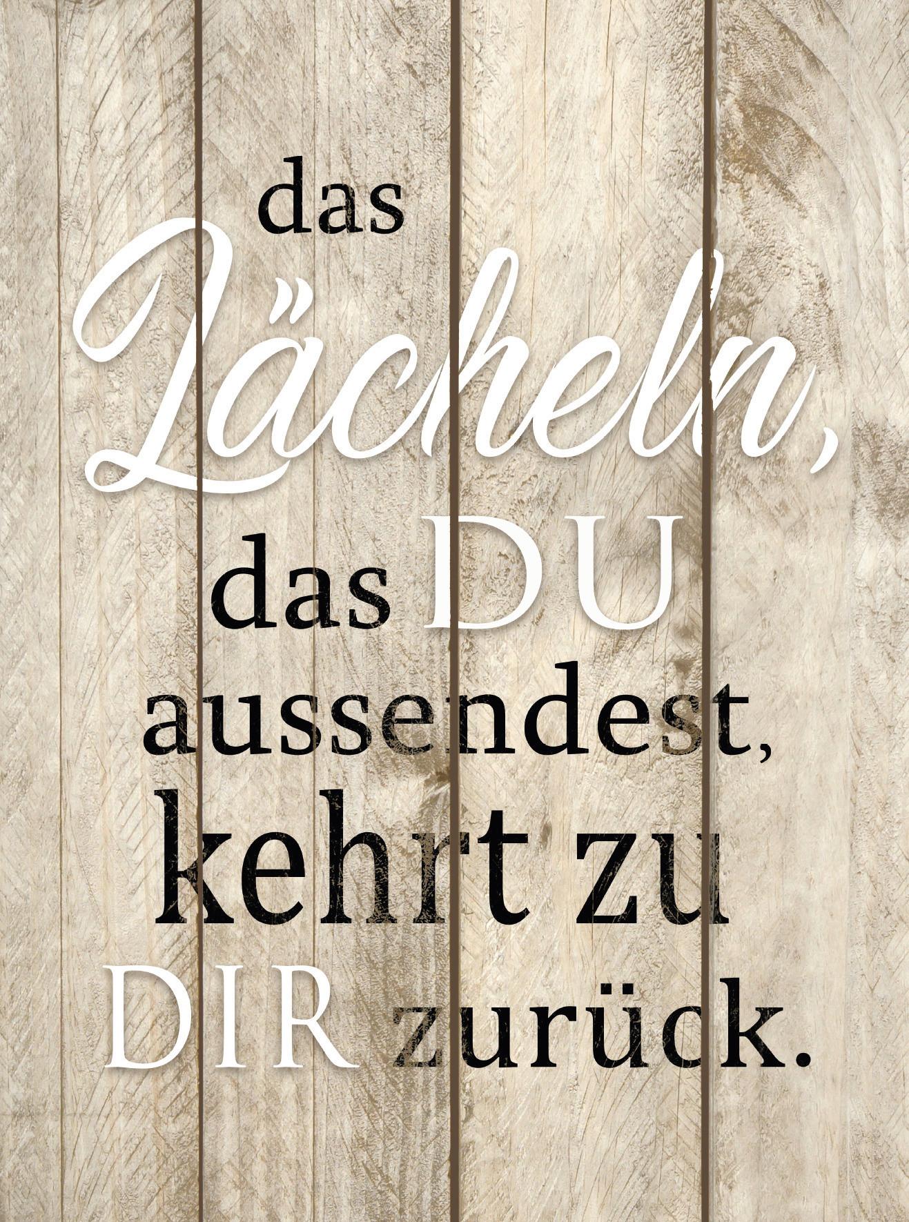 Wandbild Lächeln Senden Spruch Braun 29x39 cm - Braun, Basics, Holzwerkstoff (29/39/1,2cm)