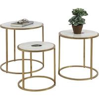 Beistelltisch 3-Teilig Limbo ,beige/Messingfarben - Beige/Messingfarben, KONVENTIONELL, Stein/Metall - Kare-Design