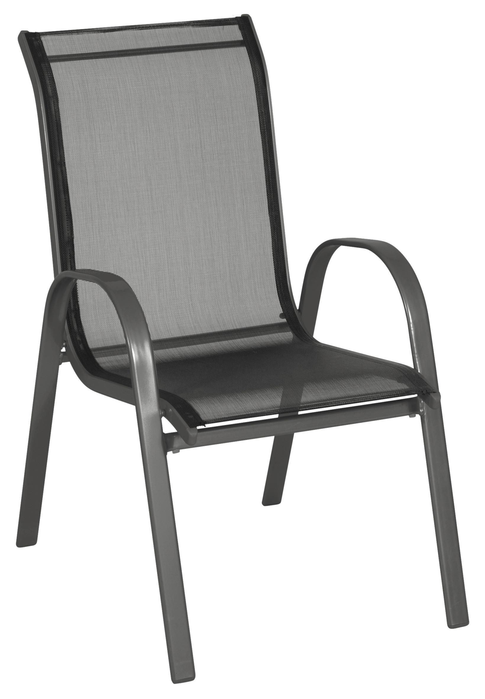 Gartensessel Stapelbar Alexa Metall/Textil - Anthrazit, MODERN, Textil/Metall (55/95/72cm) - Ondega