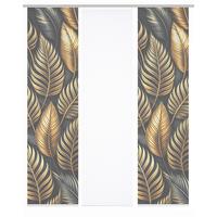 Flächenvorhang Zedric 3er Set - Anthrazit/Goldfarben, Natur, Textil (60/245cm)