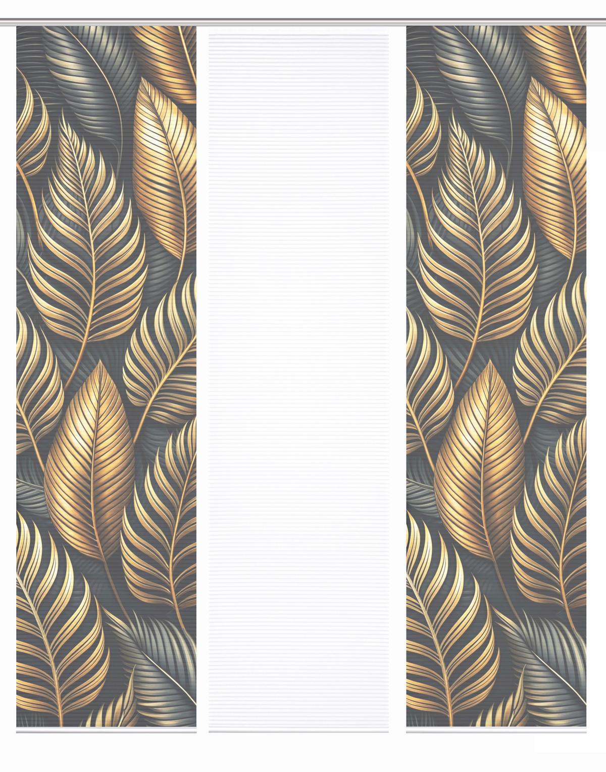 Flächenvorhang Zedric 3er Set - Anthrazit/Goldfarben, Natur, Textil (60/245cm)