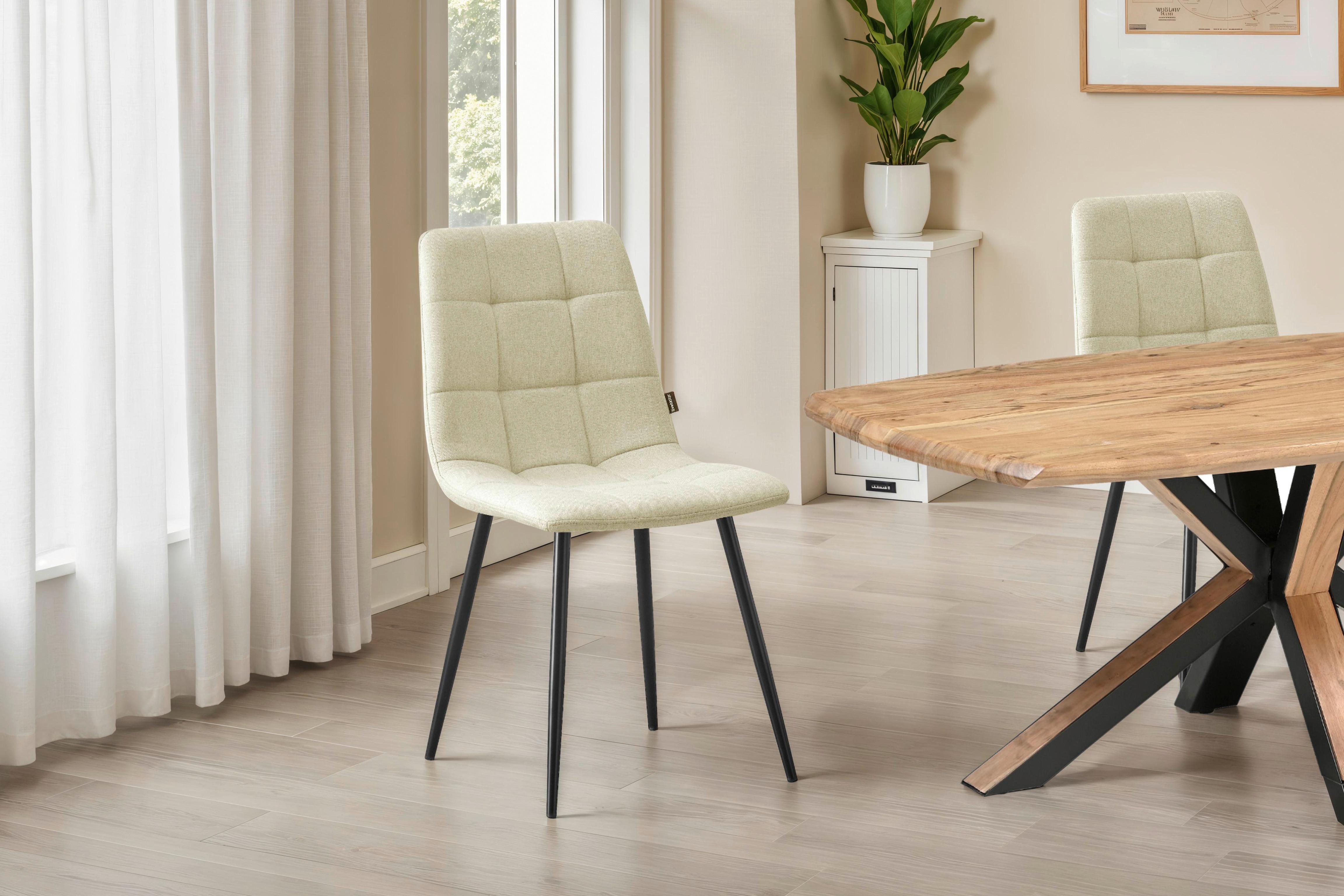 Stuhl Empoli Webstoff Beige, B: 45 Cm - Beige/Schwarz, MODERN, Holz/Textil (45/86/55cm) - Livetastic