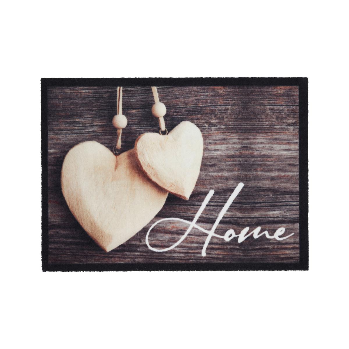 DVEŘNÍ ROHOŽKA Home Love Wood, 50/70cm - hnědá/béžová, Basics, plast (50/70cm) - Modern Living