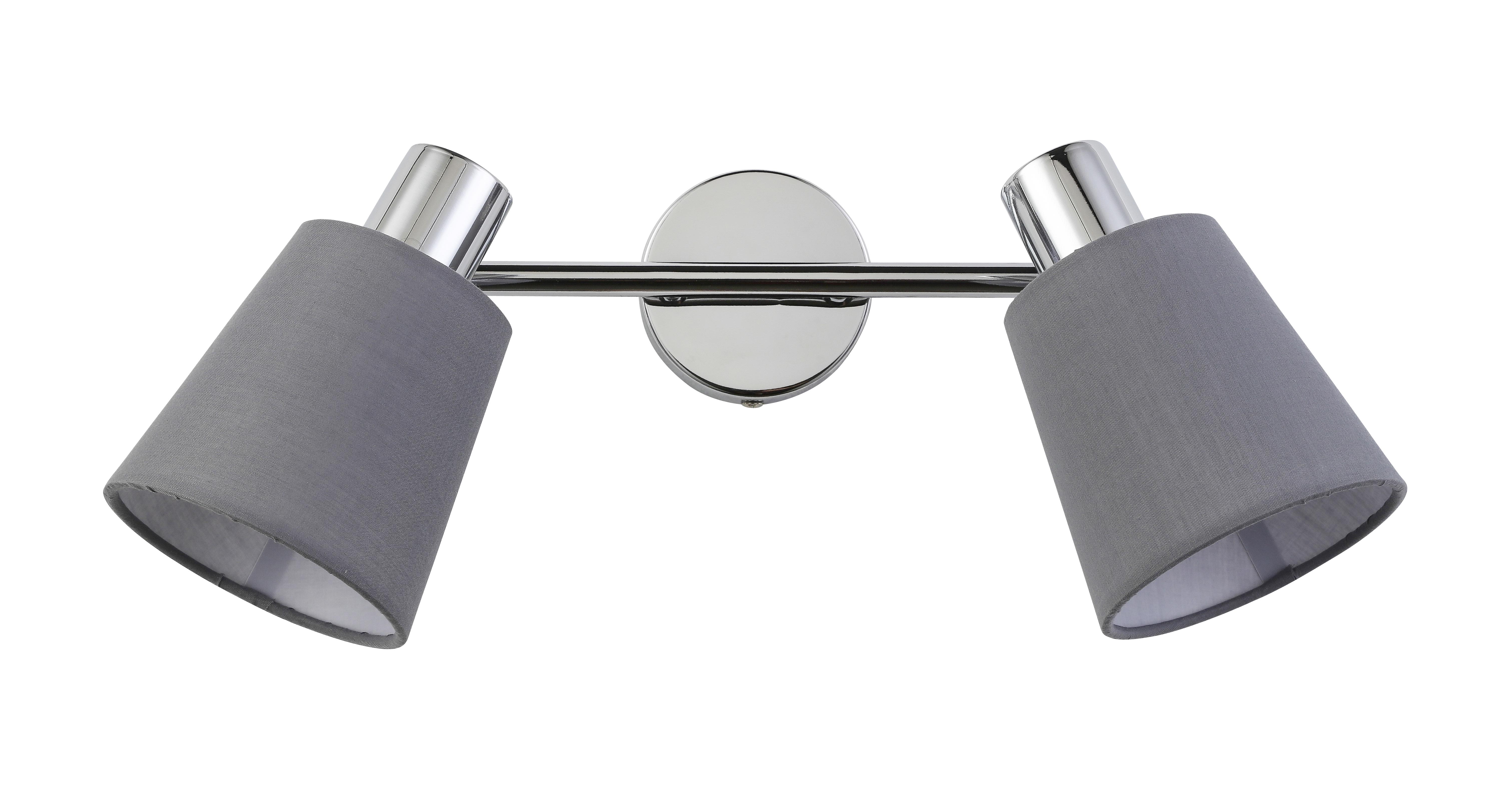 Strahler Jane 2-Flammig verstellbar L: 34,5 cm - Grau, ROMANTIK / LANDHAUS, Textil/Metall (34,5/17/21cm) - James Wood