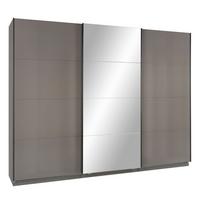 Schwebetürenschrank Mit Spiegel 273cm Unit, Anthrazit - Anthrazit/Anthrazit Hochglanz, KONVENTIONELL, Holzwerkstoff (273/210/58cm) - Ondega
