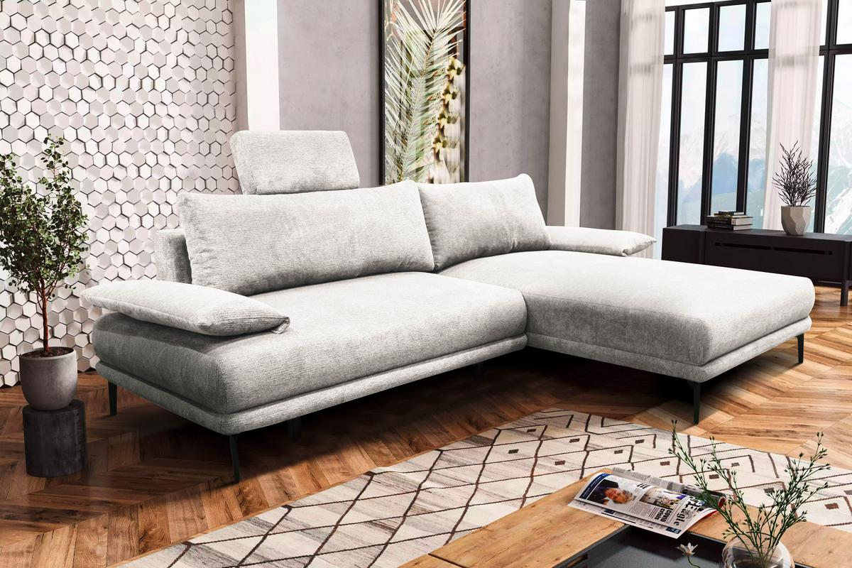 Ecksofa Mit Bettkasten Lagacy 260x192 Cm Webstoff Weiß - Schwarz/Weiß, Design, Textil (260/192cm) - MID.YOU