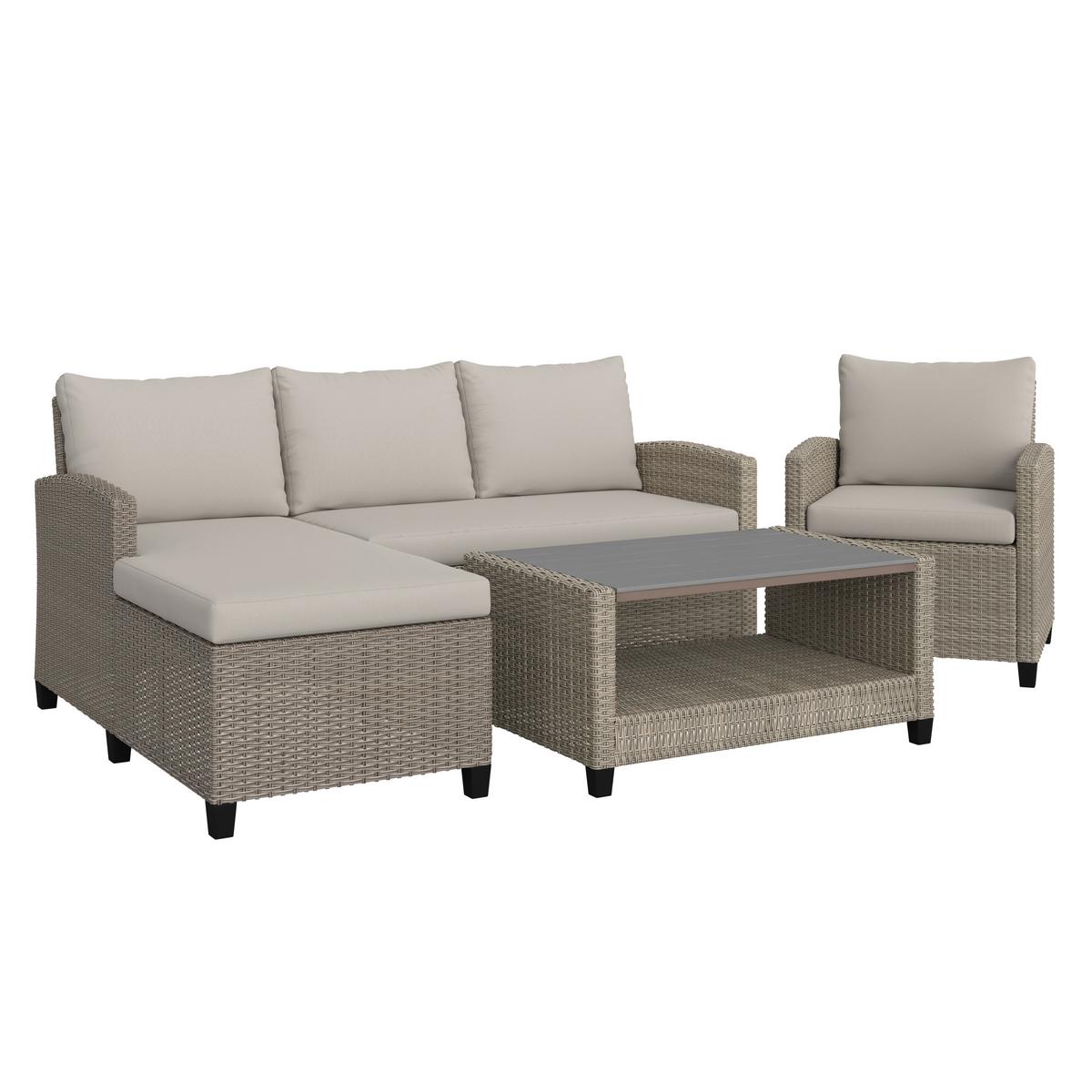 TERASOVÁ SEDACIA SÚPRAVA DANI - sivá/svetlosivá, Modern, kov/kompozitné drevo - Mömax