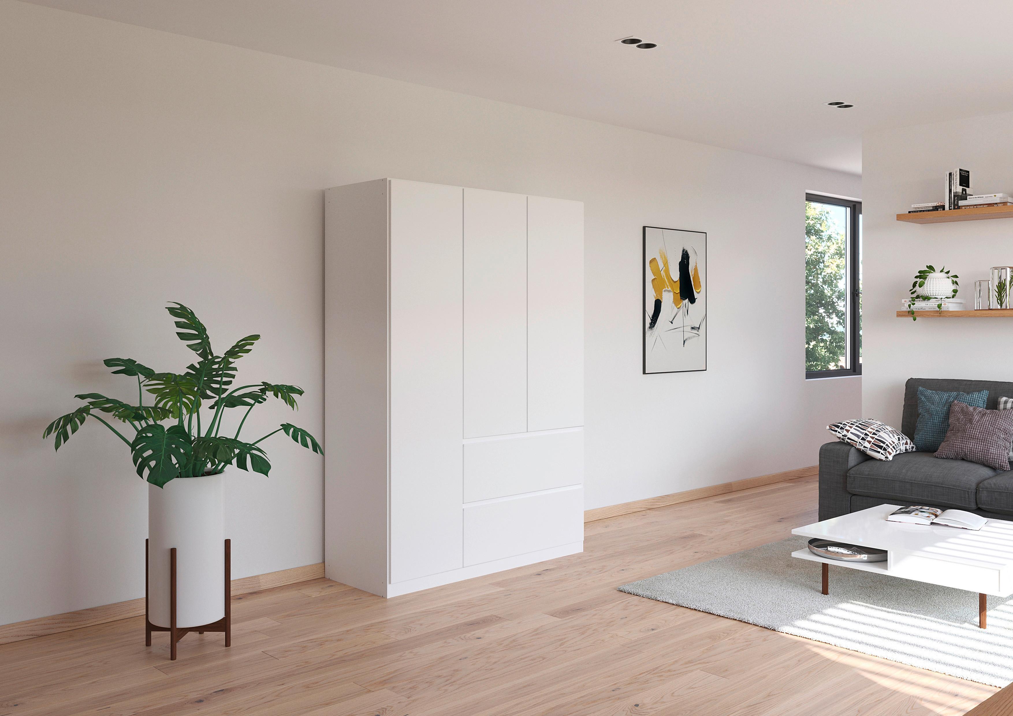 Drehtürenschrank Costa Weiß B: 136 cm - Weiß, MODERN, Holzwerkstoff (136/197/54cm) - Rauch Möbel