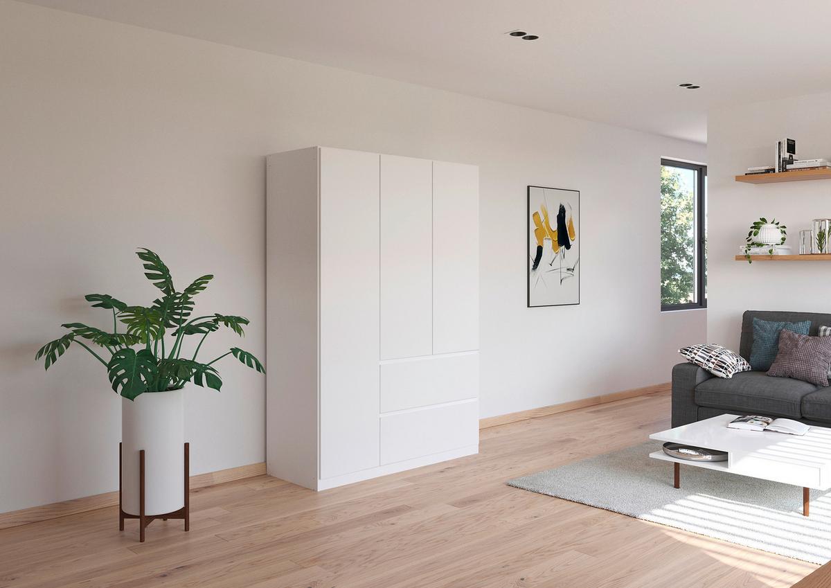 Drehtürenschrank Costa Weiß B: 136 cm - Weiß, MODERN, Holzwerkstoff (136/197/54cm) - Rauch Möbel