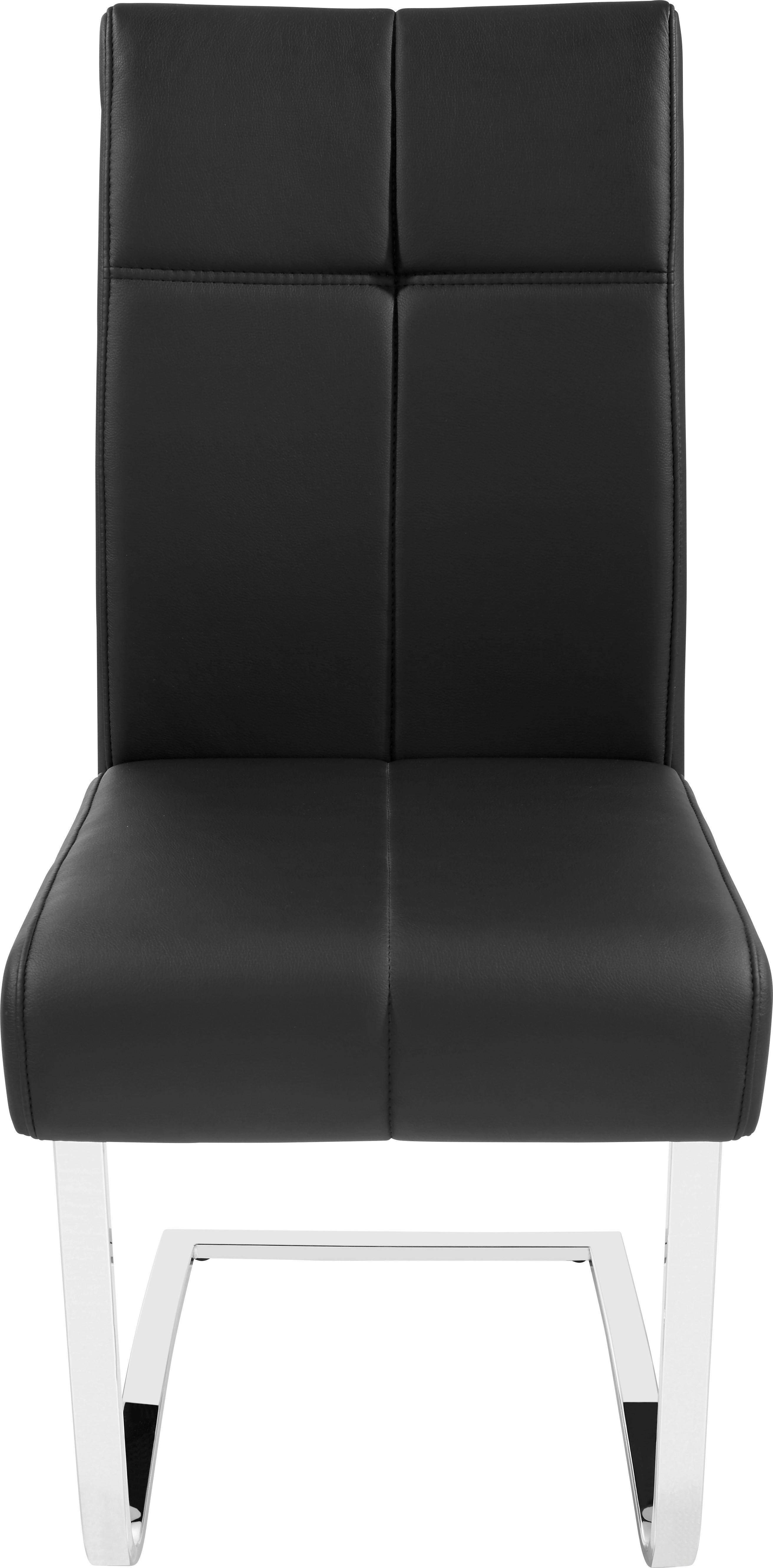 Schwingstuhl Rab Lederlook Schwarz Gepolstert - Schwarz, MODERN, Leder/Metall (44/100/50cm) - Ondega