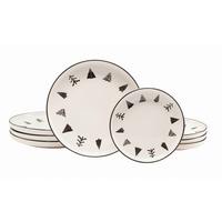 Tafelservice 8 tlg. Steinzeug, Schwarz/Weiß - Schwarz/Weiß, Basics, Keramik - Creatable