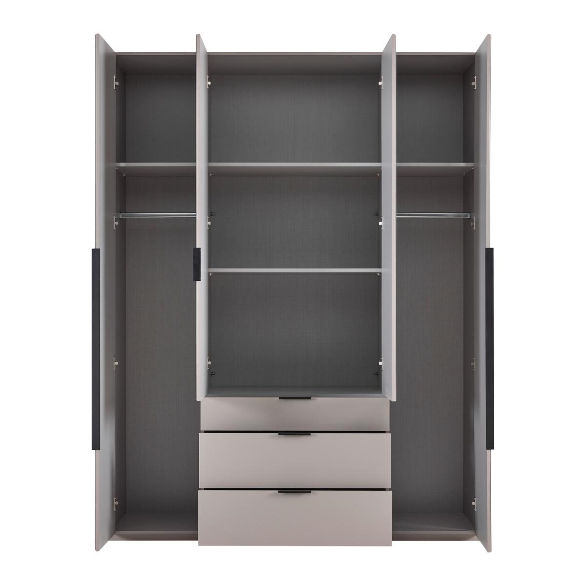 Šatníková skriňa NEW YORK - čierna/sivá, Konventionell, kov/kompozitné drevo (180/236/58cm)