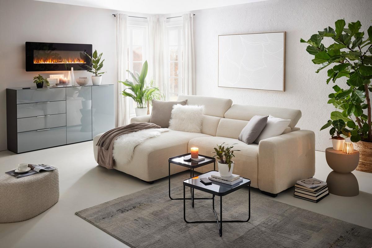 ROHOVÁ SEDAČKA BONDICO 255 - černá/béžová, Moderní, kov/dřevo (170/255cm) - Mömax