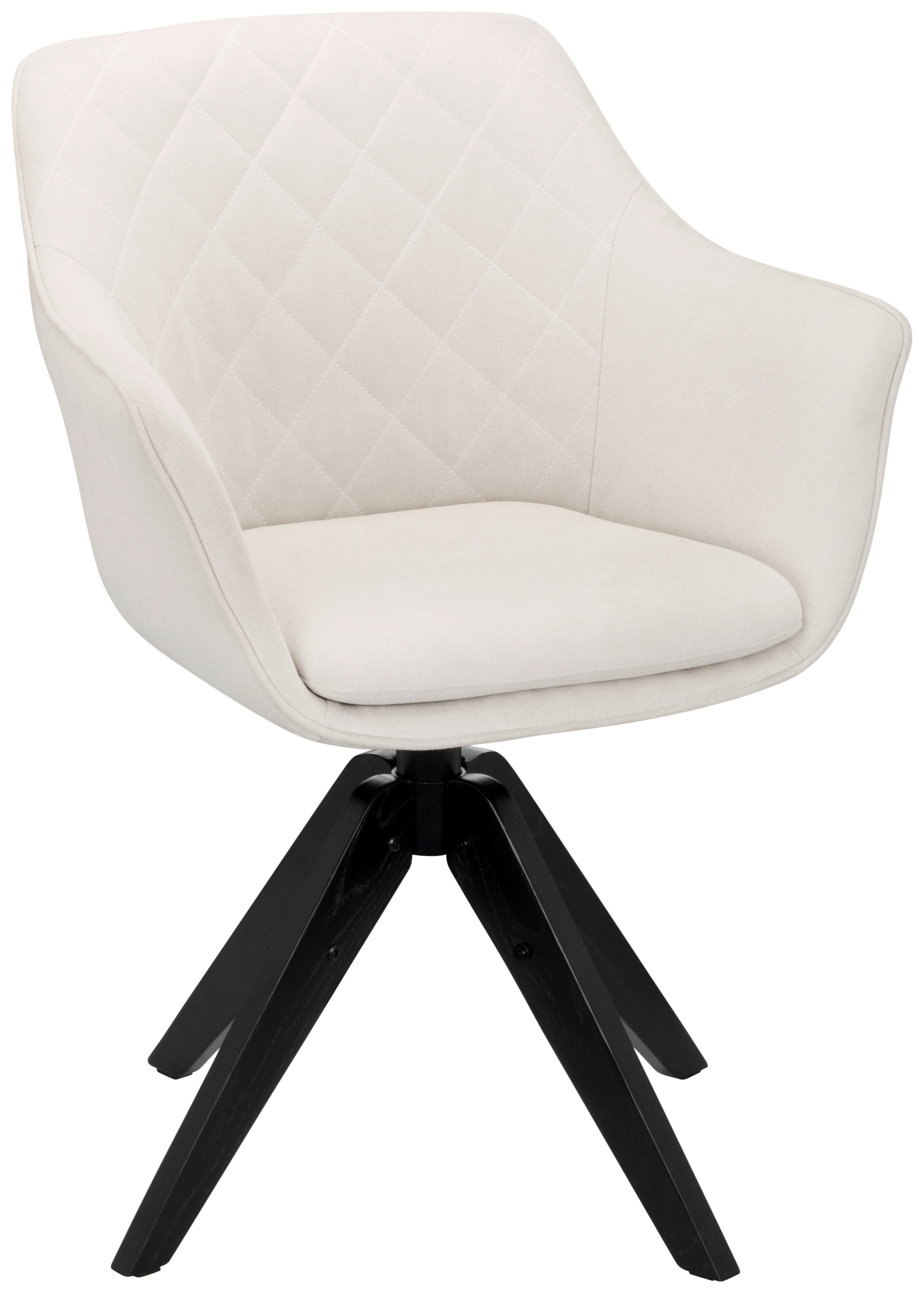 Drehstuhl Bellini Samtbezug Bellini B: 60 cm Beige - Beige/Schwarz, MODERN, Holz/Textil (60/88/57,5cm) - MID.YOU