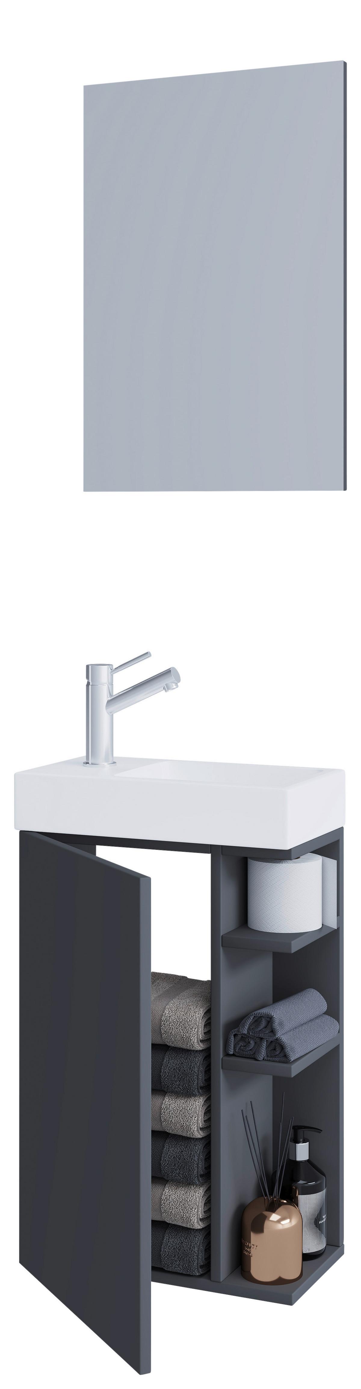 Gästebad Lumia - Anthrazit/Weiß, MODERN, Glas/Keramik (40cm) - MID.YOU