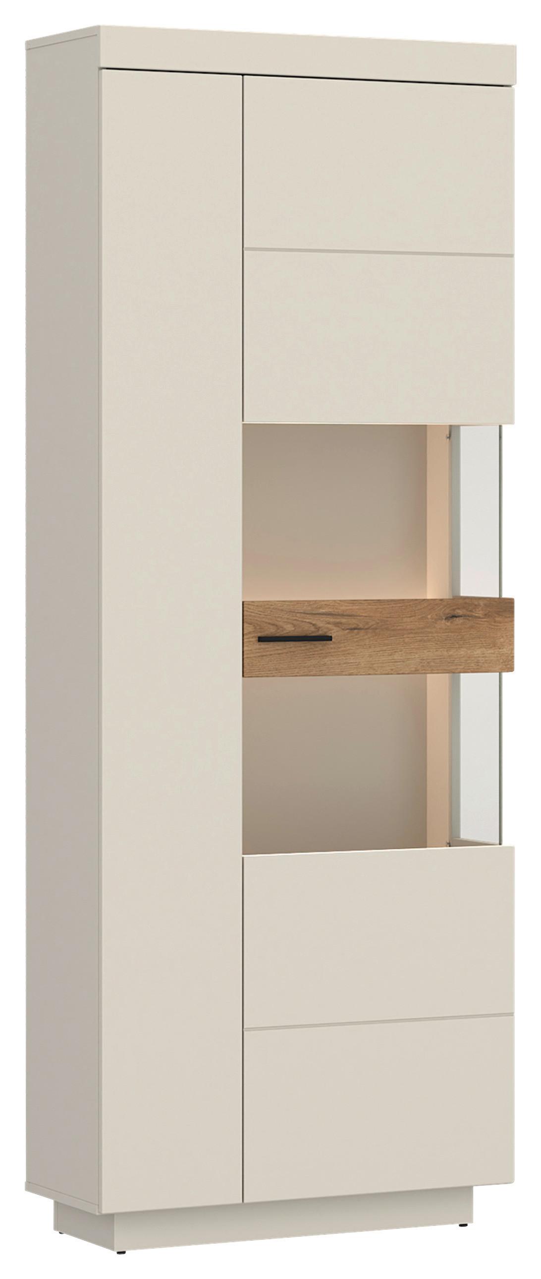 Vitrine Lightning Eichefarben/Kaschmir B: 75 cm - Kaschmir/Eichefarben, MODERN, Glas/Holzwerkstoff (75/201/34,6cm)