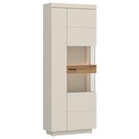 Vitrine Lightning Eichefarben/Kaschmir B: 75 cm - Kaschmir/Eichefarben, MODERN, Glas/Holzwerkstoff (75/201/34,6cm)