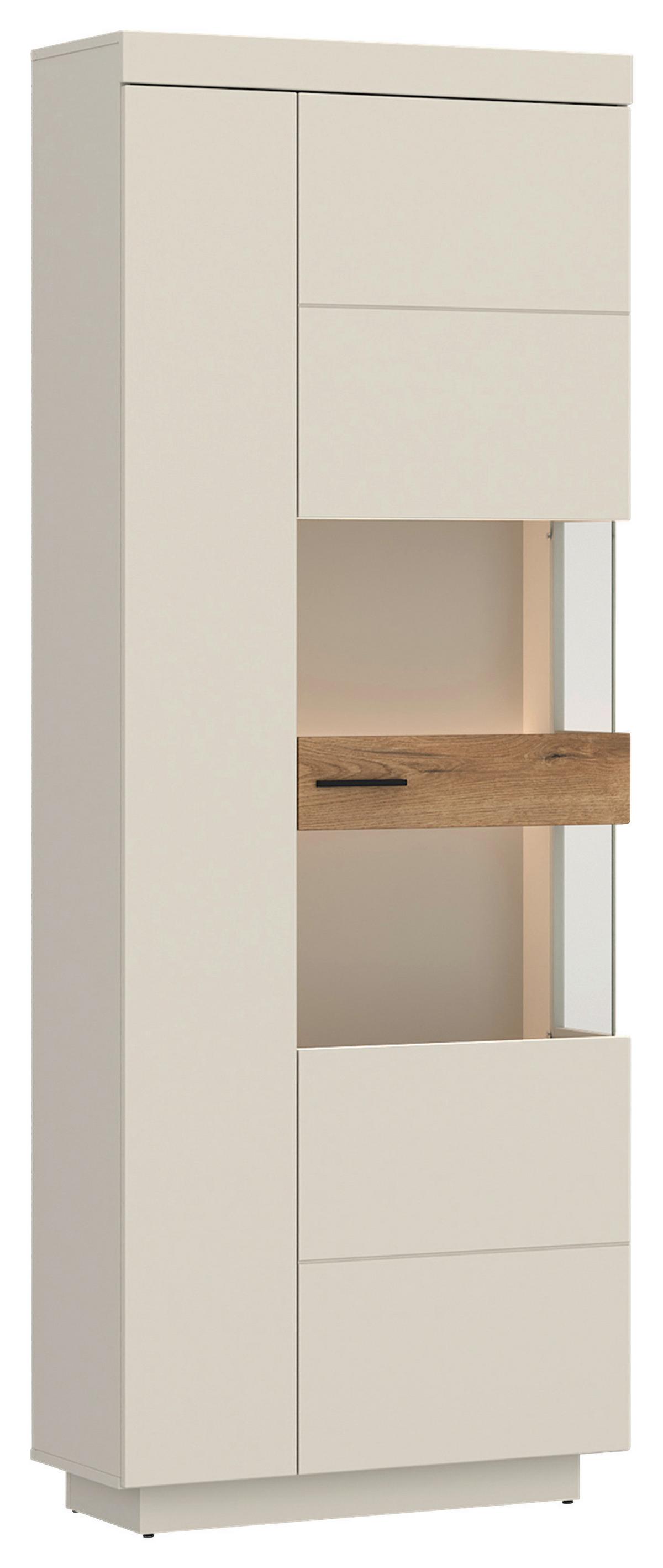 Vitrine Lightning Eichefarben/Kaschmir B: 75 cm - Kaschmir/Eichefarben, MODERN, Glas/Holzwerkstoff (75/201/34,6cm)