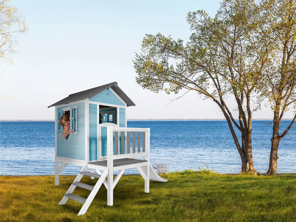 Spielhaus C050.002.91 - Blau/Weiß, KONVENTIONELL, Holz/Kunststoff (240/189/167cm) - Ambia Garden