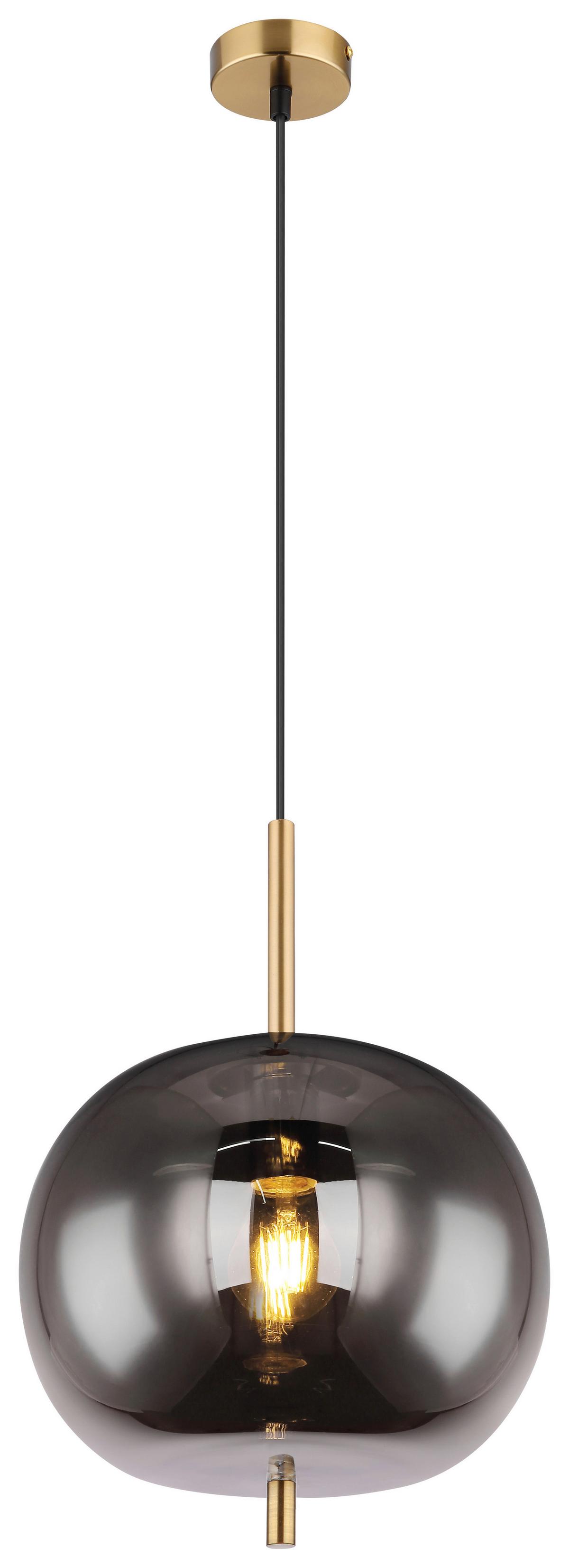 Hängeleuchte Blacky H: 120 cm 1-Flammig, mit Rauchglas - Messingfarben, Design, Glas/Metall (30/120cm) - Globo