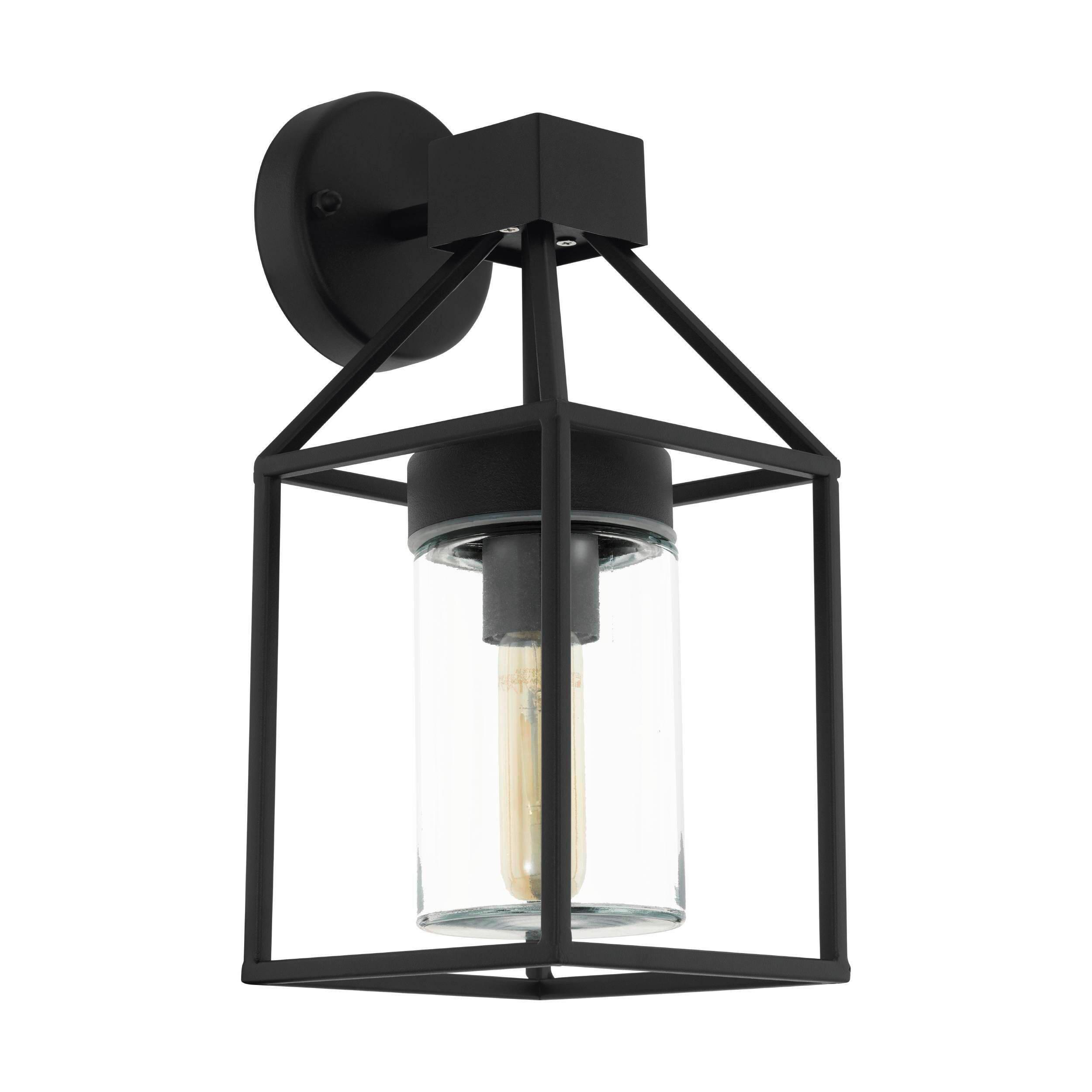 Außenwandleuchte Trecate 60w Metall Glas, Wandmontage - Klar/Schwarz, KONVENTIONELL, Glas/Metall (35,5/16/13cm) - Eglo