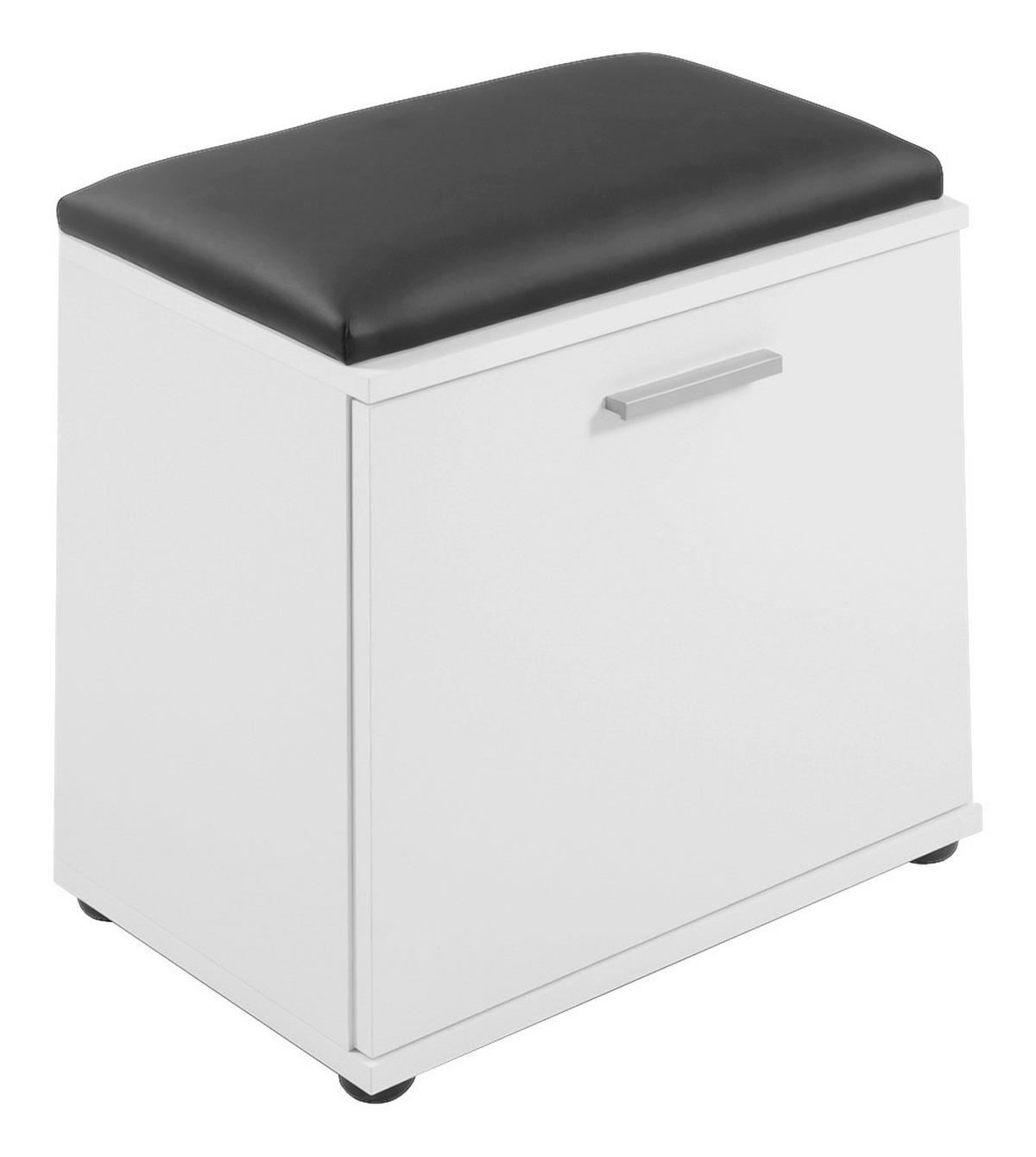 Garderobenbank Jakob Weiß/schwarz B: 48,5 Cm - Schwarz/Weiß, LIFESTYLE, Holzwerkstoff (48,5/49/30cm) - MID.YOU