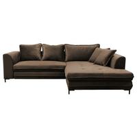 Eckschlafsofa Bello Braun Mit Schlaffunktion Ottomane Rechts - Schwarz/Braun, Design, Textil (277/187cm) - Livetastic
