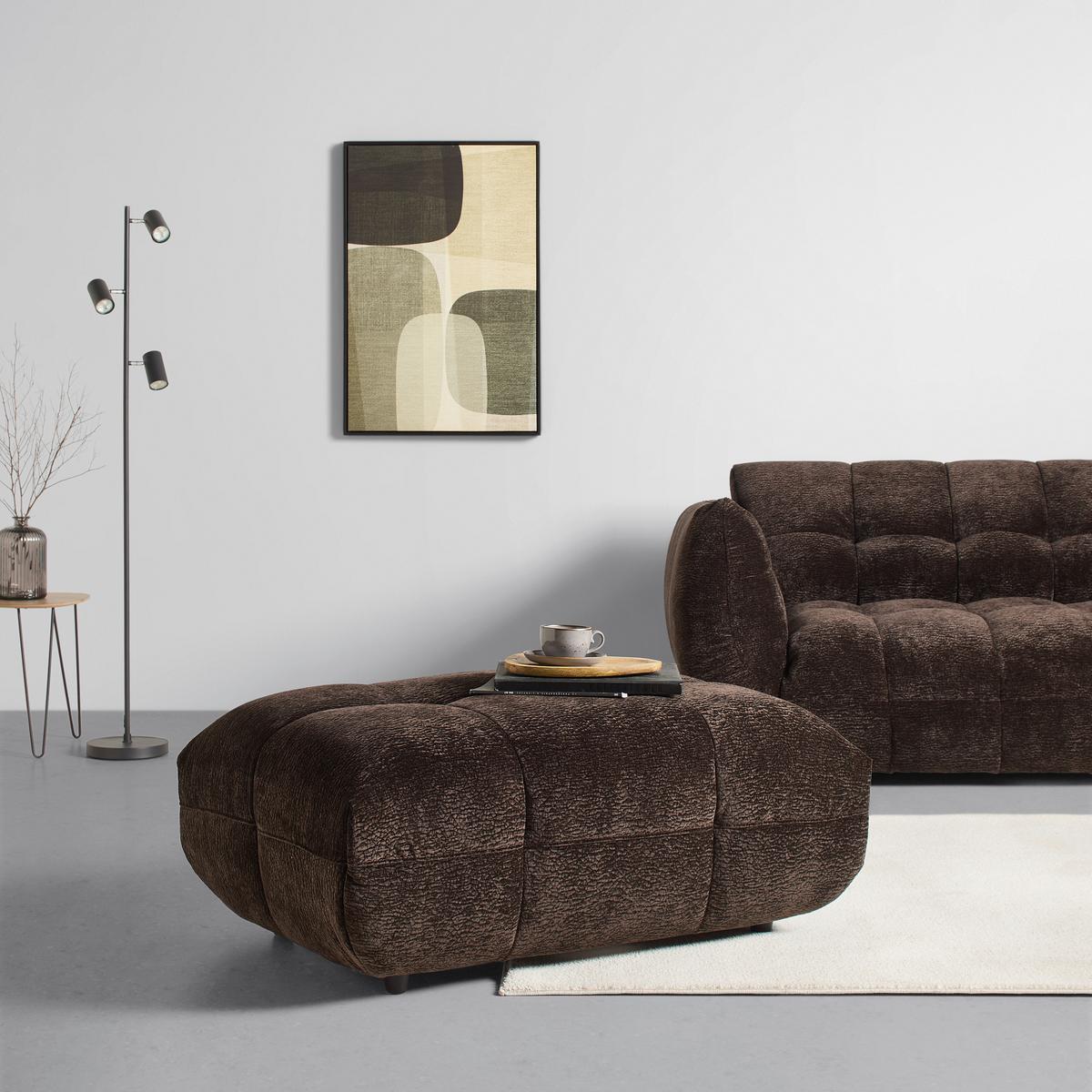 Taburetka PANDA, tmavohnedá ženilka - čierna/tmavohnedá, Trend, textil/plast (105/45/75cm) - Mömax