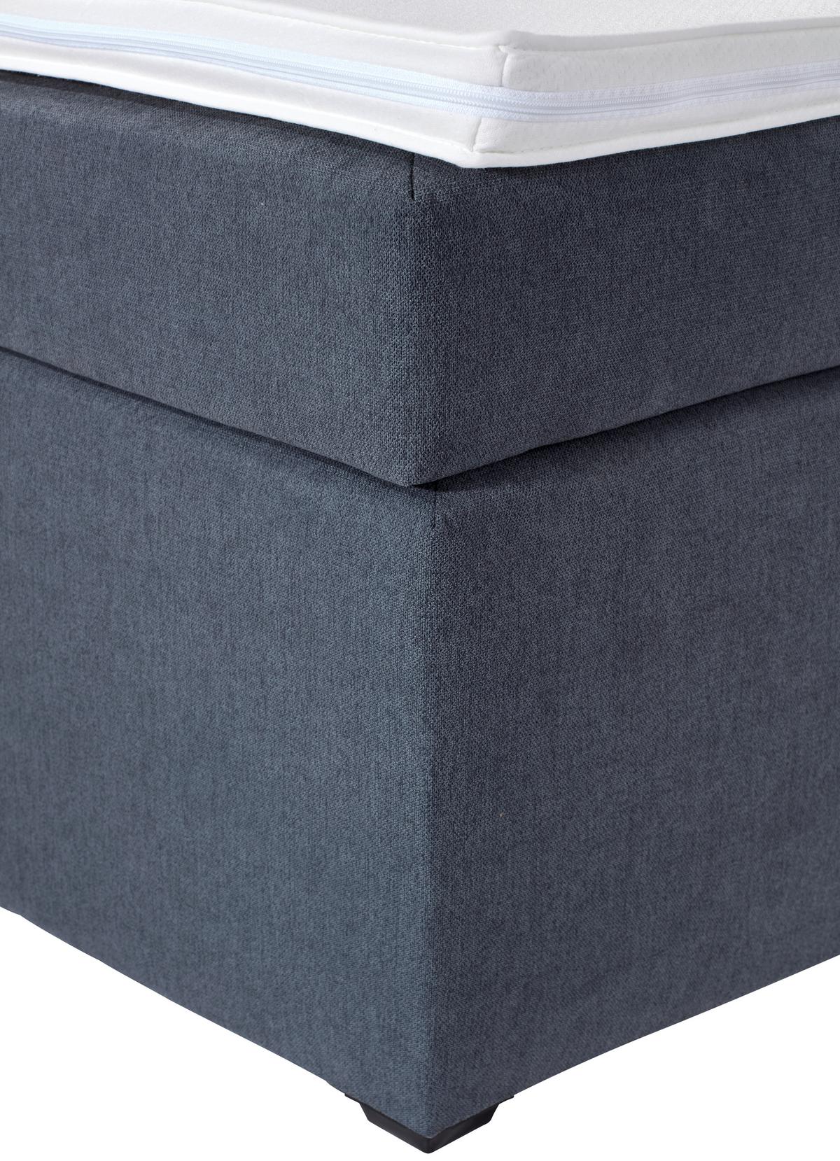 Boxspringbett Mit Topper, Strasssteinen 180x200 Luminosa - Anthrazit/Schwarz, MODERN, Textil (180/200cm)