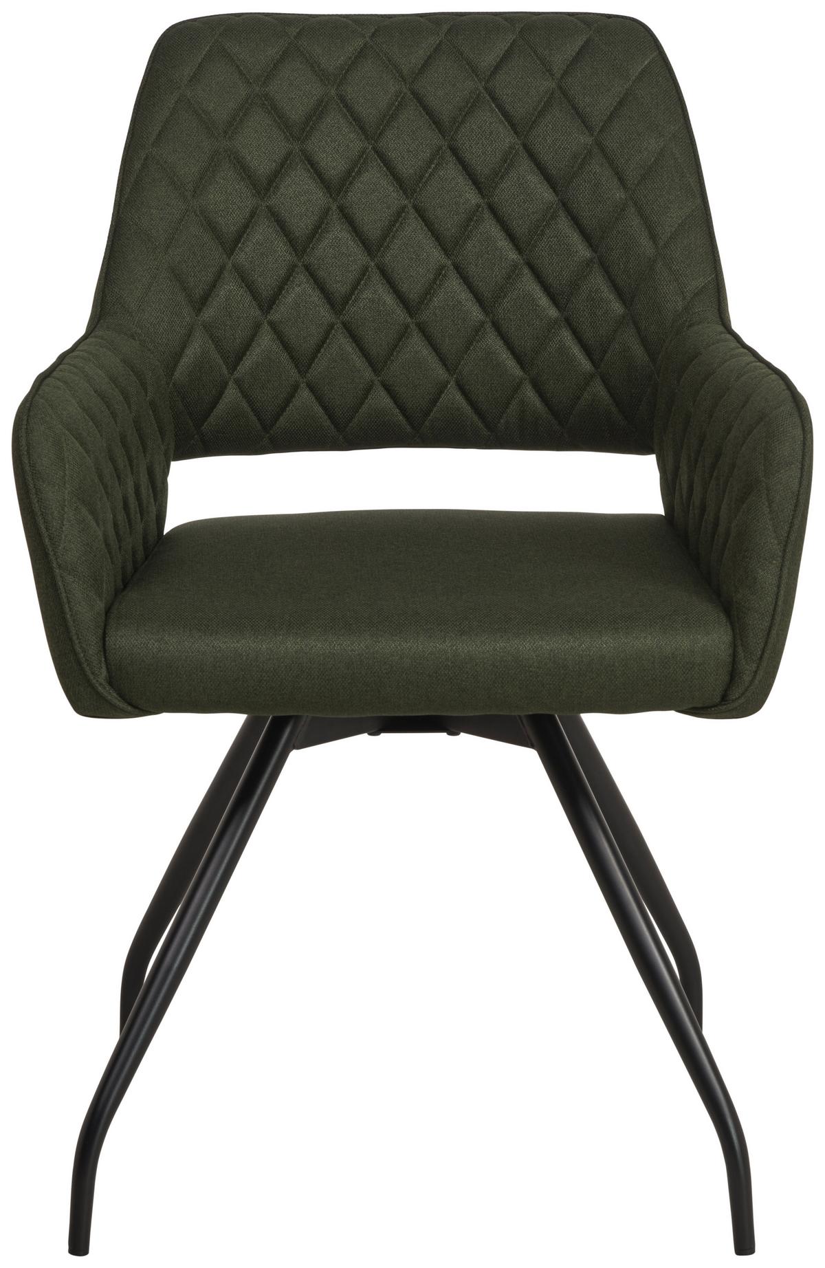 Armlehnstuhl Pam Grün, Sitzfl. 360° Drehbar - Schwarz/Grün, KONVENTIONELL, Holz/Textil (57/85.5/60cm) - MID.YOU