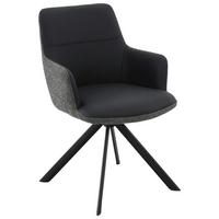 STOLIČKA S PODRÚČKAMI JOSY - čierna/sivá, Design, kov/koža (57/86/61cm) - Mömax