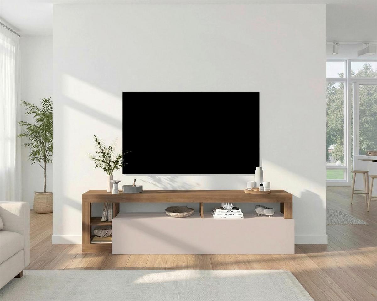 Tv-element Hamburg Eiche Dekor, Kaschmir B: 184cm - Kaschmir/Eichefarben, MODERN, Holzwerkstoff (184/58/42cm)