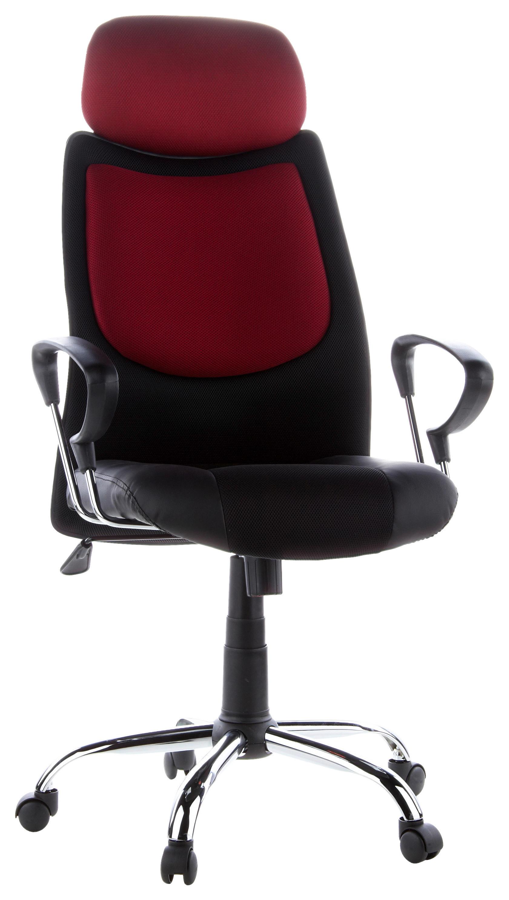 Drehstuhl City 80 Mit Wippfunktion Schwarz/Rot - Silberfarben/Weinrot, Basics, Kunststoff/Textil (62/129/52cm) - MID.YOU